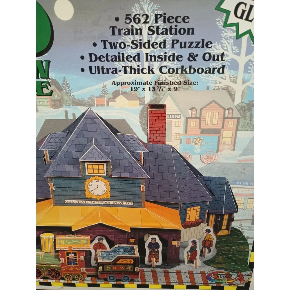 Jane Wooster Scott 3D 562 Piece 2 sided Train Railway Station Jigsaw Puzzle